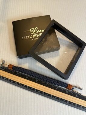 Blue navy cord bracelet with silver toggle clasp